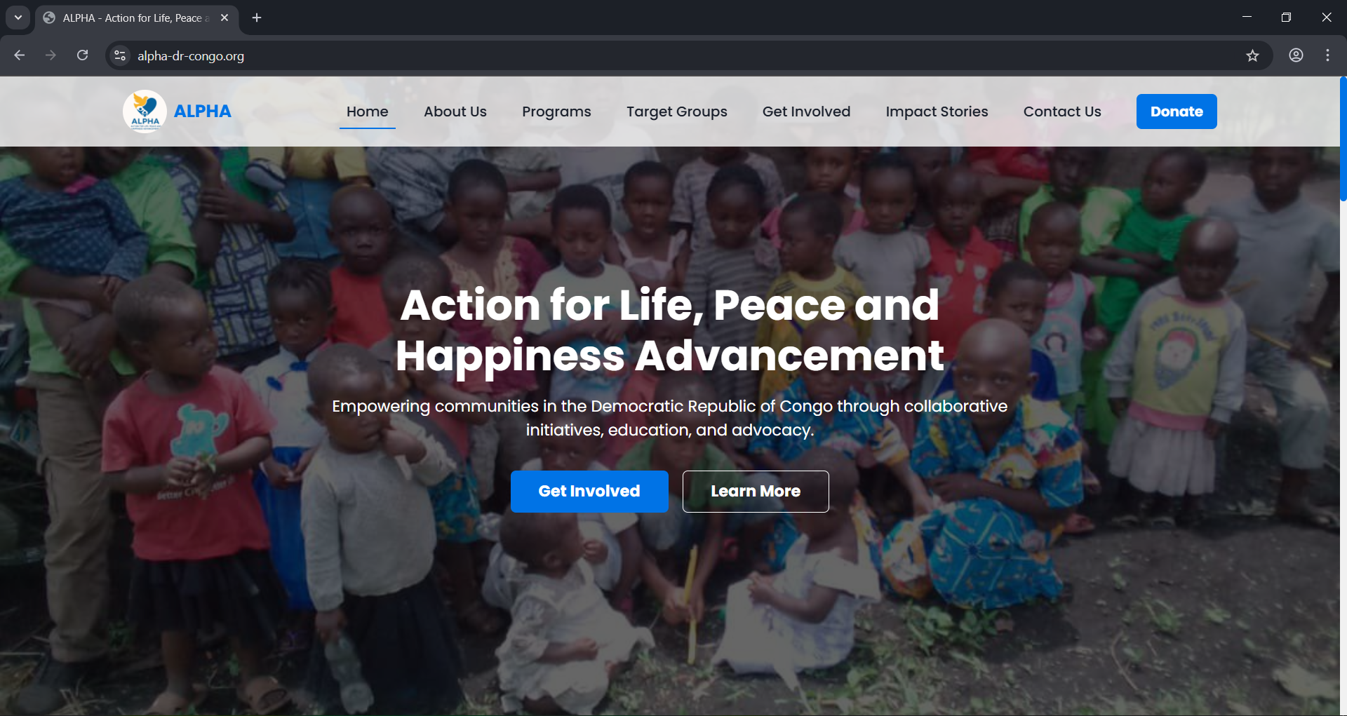 Action for Life, Peace and Happiness Advancement (ALPHA) - DRC (website) project screenshot