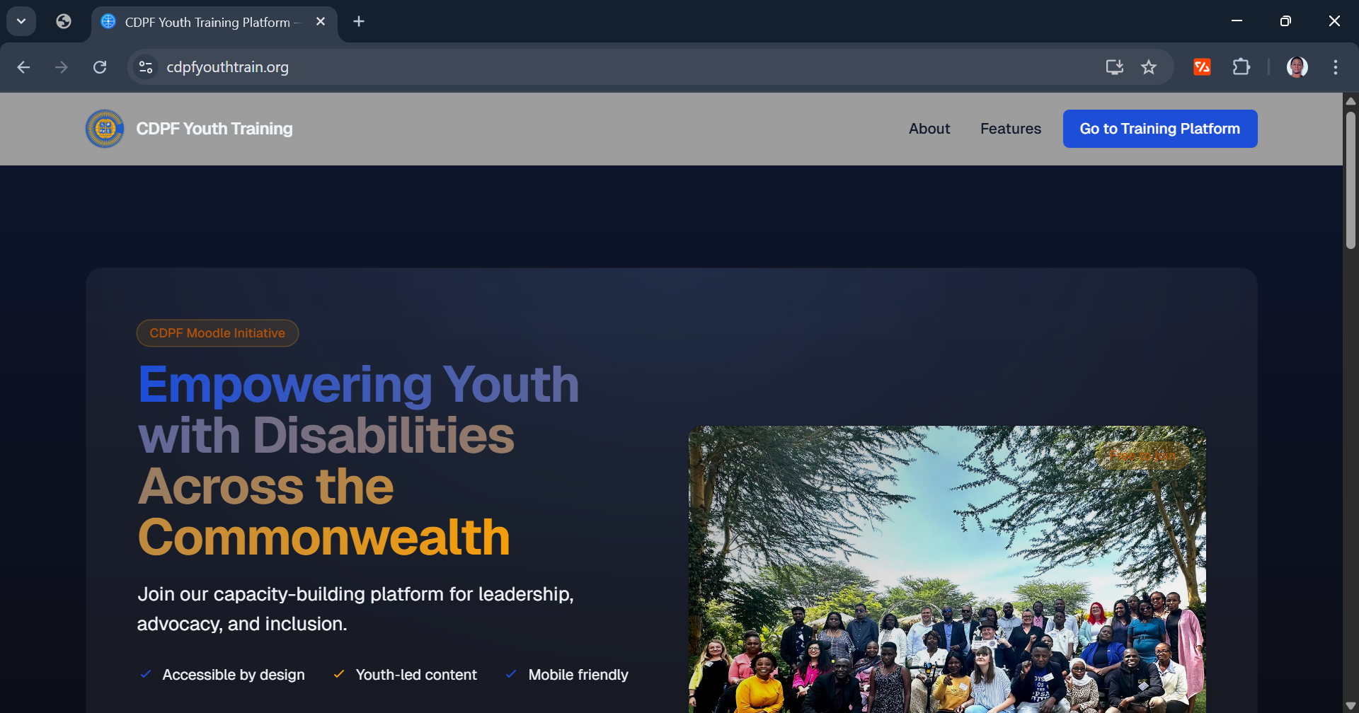 CDPF Youth Training (Moodle system) project screenshot
