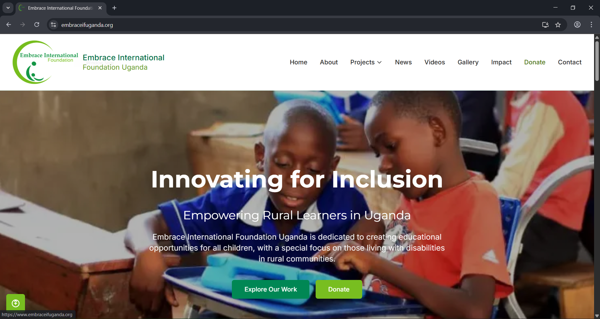 Embrace International Foundation Uganda (website) project screenshot